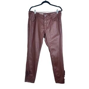 Pilcro & The Letterpress Anthropologie Women's Rust Brown Coated Lace Up Pant 32